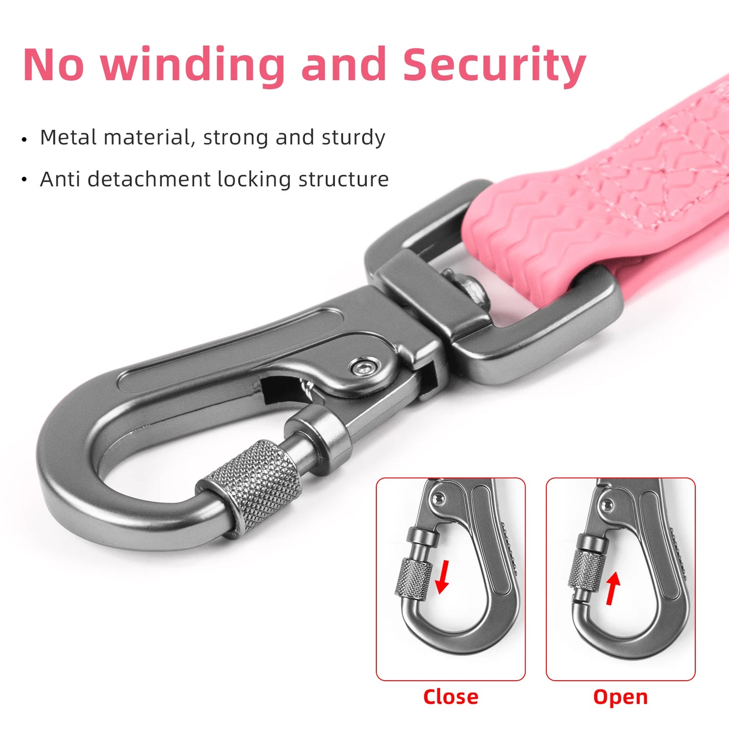 Waterproof non-slip PVC dog leash in pink for large and medium dogs