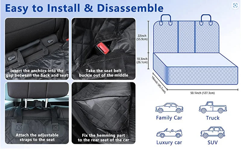 ๐ Dog Car Seat Cover ๐ถ Waterproof & Hammock Travel Mat for Small to Large Dogs