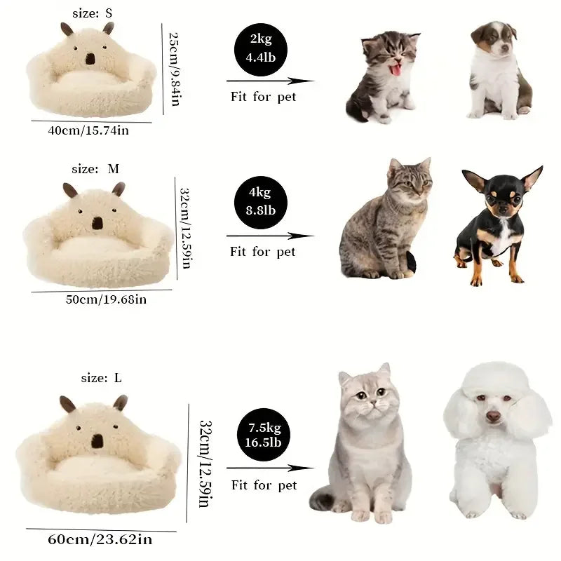 Alpaca-Shaped Winter Pet Bed โจ Soft & Cozy Detachable Nest for Small Cats & Dogs