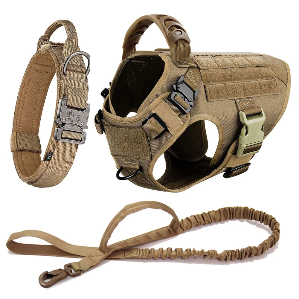 Tactical Dog Harness Set – Large Dog Vest + Leash + Collar