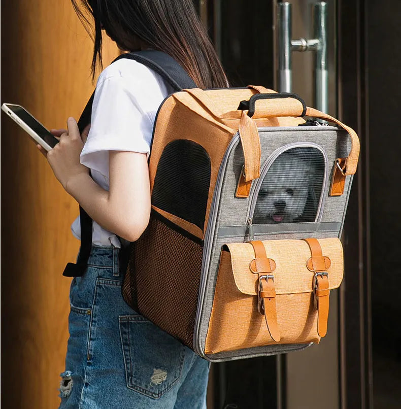 ๐ Foldable Pet Carrier Backpack ๐ โ Travel Bag for Cats & Small Dogs (Up to 10kg)