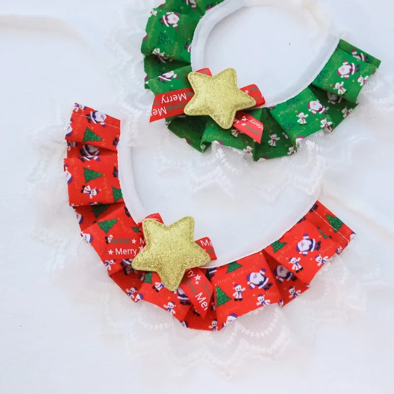๐ Christmas Pet Lace Scarf ๐ Holiday Bib for Cats & Small Dogs
