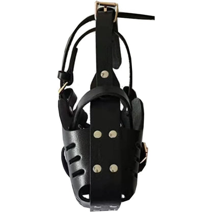 🦴 Leather Dog Muzzle 👨‍✈️Anti-Bite Training Cage for German Shepherd & Large Dogs