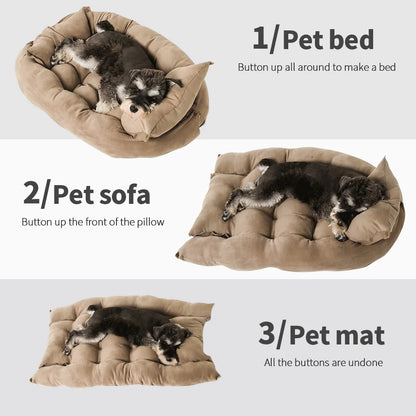 🛏️ 3-in-1 Cozy Pet Bed – Sofa, Nest & Mat for Dogs & Cats 🐾