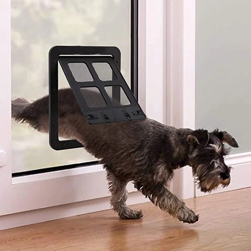 Lockable pet dog screen door with magnetic self-closing design for cats and small dogs

