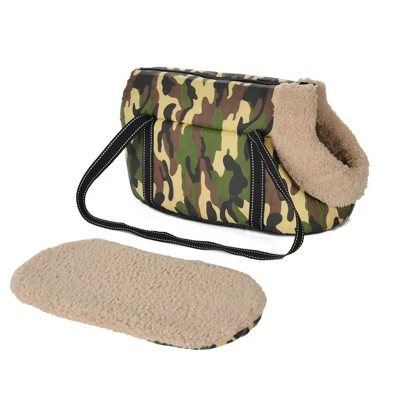Soft Pet Sling Carrier 🐾 Camouflage Travel Bag for Small Dogs & Cats 🐕🧡