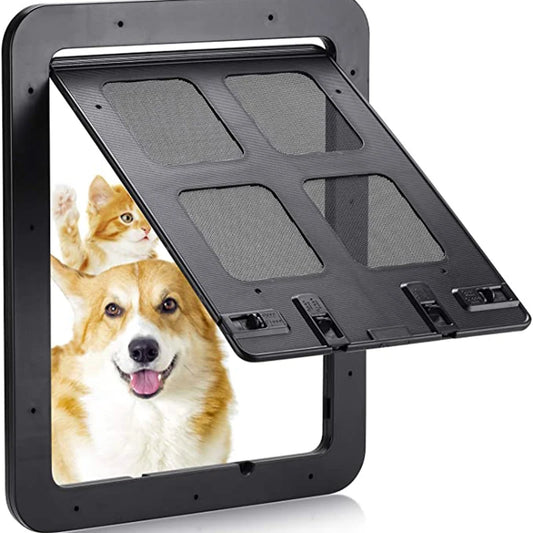 Lockable pet dog screen door with magnetic self-closing design for cats and small dogs
