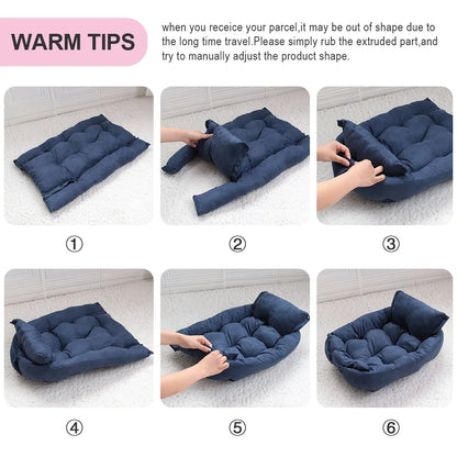 🛏️ 3-in-1 Cozy Pet Bed – Sofa, Nest & Mat for Dogs & Cats 🐾