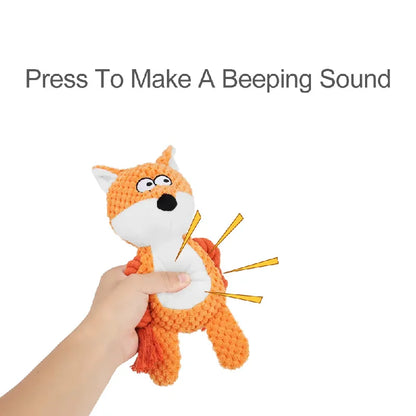 Cartoon Animal Plush Dog Toy 🐾 Squeaky Rope Chew Toy for Small Dogs & Puppies