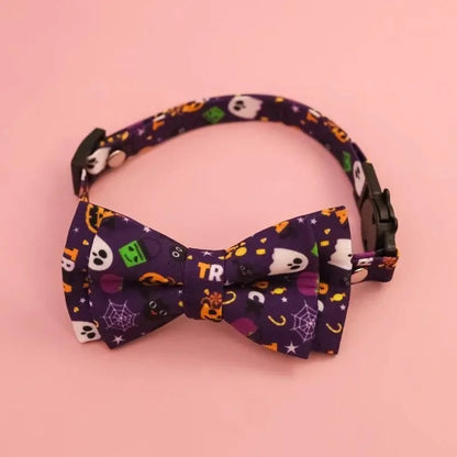 Halloween Pet Bow Tie Collar 🎃 Adjustable Cat & Dog Charm Collar 🐾