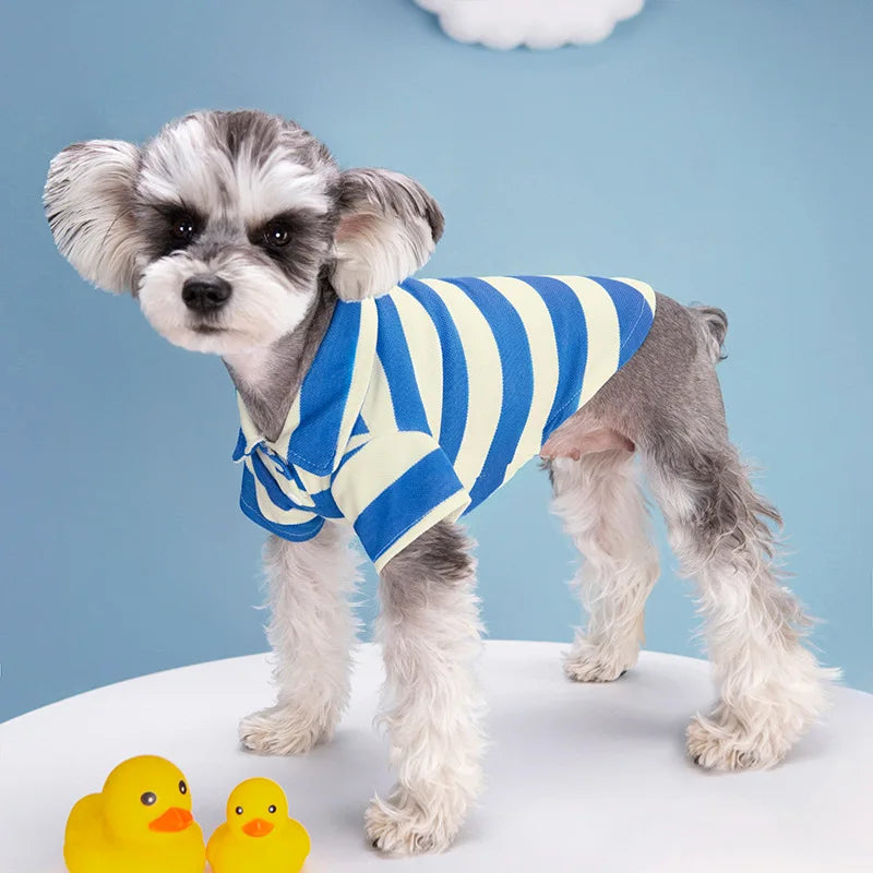Dog polo shirt summer casual pet clothes for small and large dogs cats breathable polyester design
