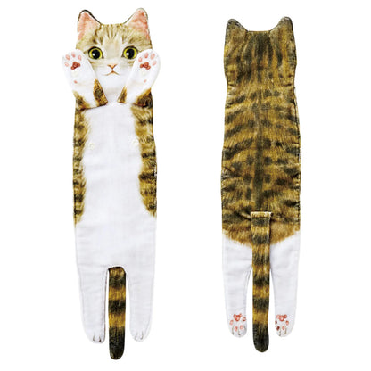 Cute Cat Hand Towel 🐾 Soft & Absorbent for Kitchen or Bath 🛁