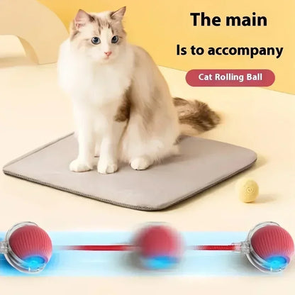 🧶 Rechargeable Cat Toy Ball ✨ Interactive Automatic Rolling Ball with Simulated Tail