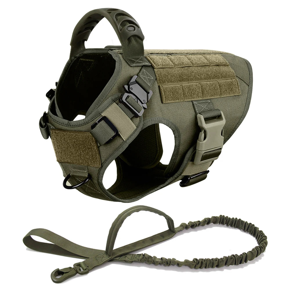 Tactical Dog Harness Set – Large Dog Vest + Leash + Collar