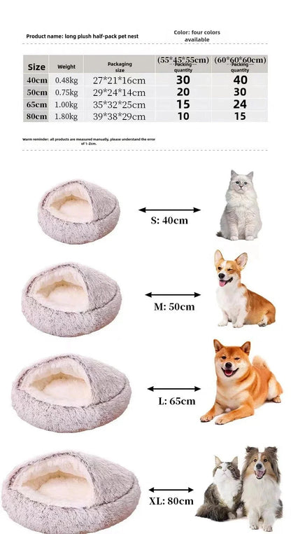 Winter Plush Cat Bed Semi-Enclosed Cozy Nest for Cats