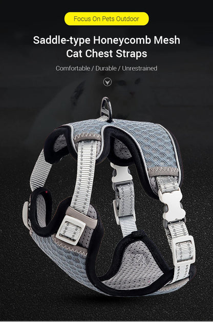 🐱 Cat Harness & Leash Set 🐾 Adjustable & Escape-Proof Design