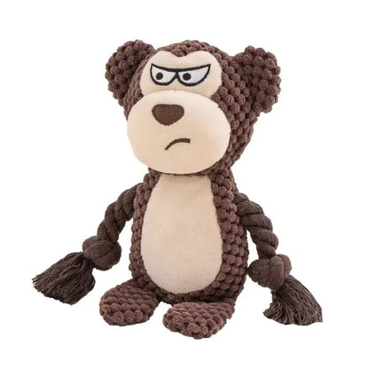 Cartoon Animal Plush Dog Toy 🐾 Squeaky Rope Chew Toy for Small Dogs & Puppies