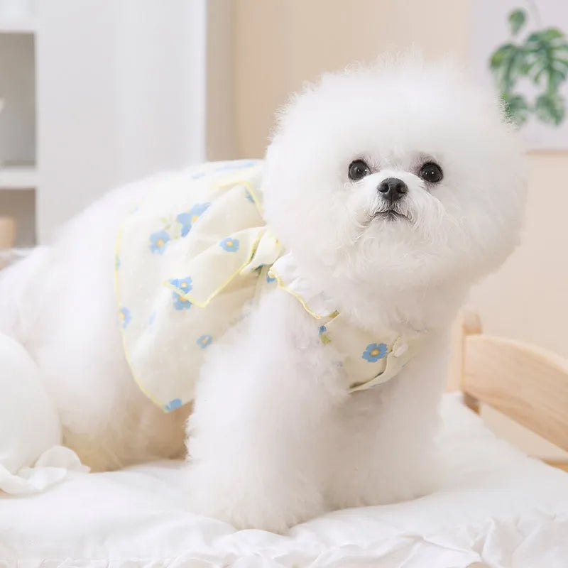 🌞 Sunflower Summer Dog Dress 🌻 Cute Mesh Princess Skirt for Small Dogs & Cats