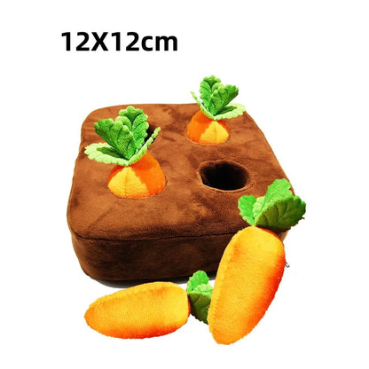 Plush Carrot Dog Toy 2-in-1 Puzzle & Nosework Game Mat