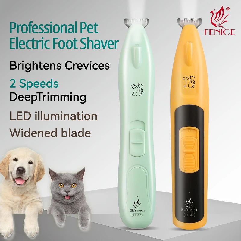 🔦 Pet Paw Trimmer 🐾 LED Grooming Clipper with 2 Speeds & Wide Blade