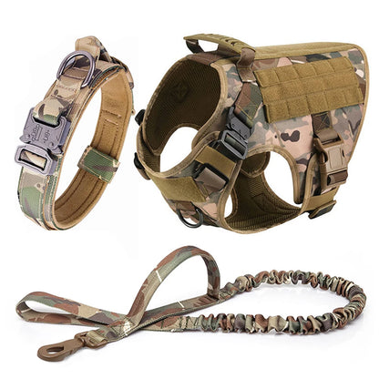 Tactical Dog Harness Set – Large Dog Vest + Leash + Collar