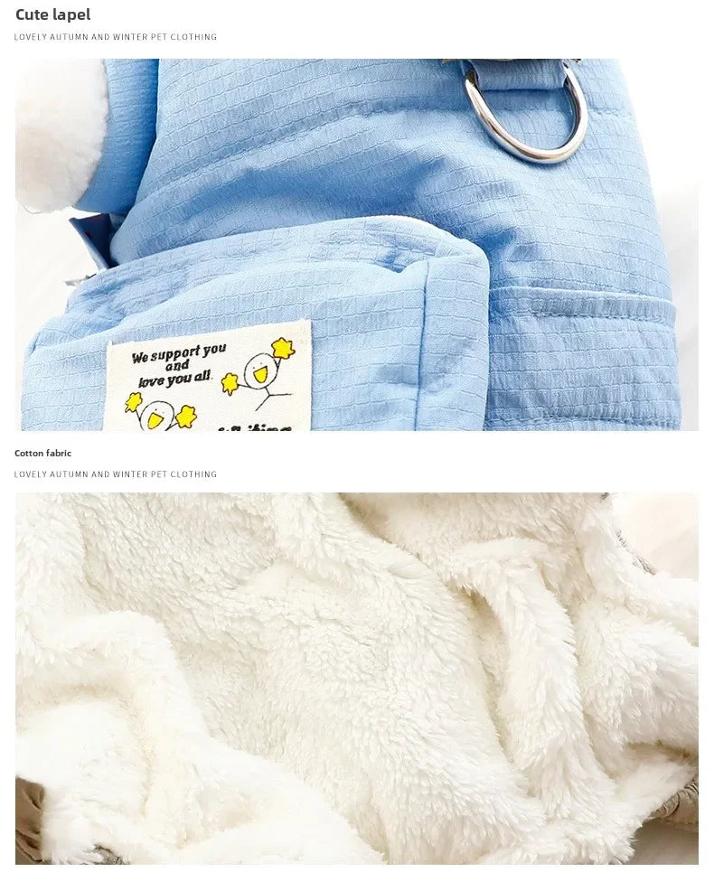 🧸 Cozy Teddy Bear Dog Jumpsuit ❄️ Warm Winter Pet Outfit with Mini Backpack