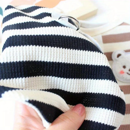 🐶 Striped Dog T-Shirt 🐾 Summer Vest with Built-in Leash Ring for Small Pets