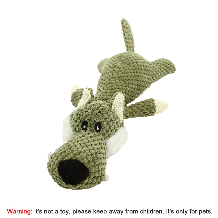 Large Squeaky Dog Plush Toy 🐾 Durable Lion, Wolf & Elephant Chew Toy for Strong Chewers