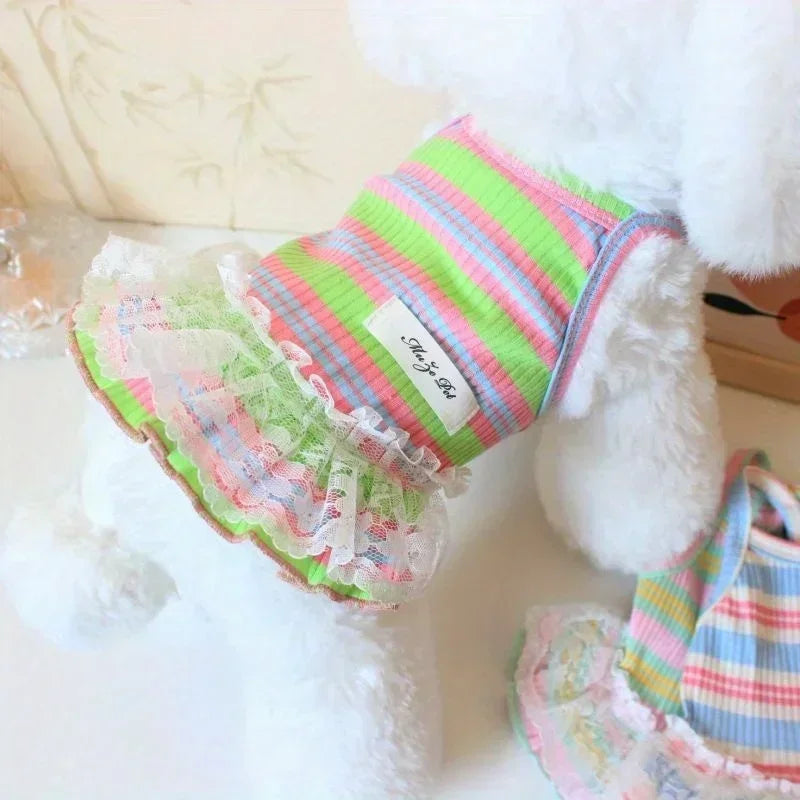 👗 Small Dog Princess Dress ✨ Lace Summer Outfit for Puppies & Cats