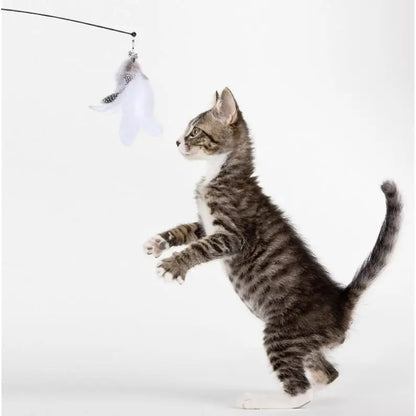 🐾 Feather Cat Toy 🎣 Interactive Wand with Suction Base
