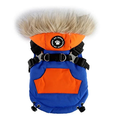 🧥 Winter Dog Jacket 🌟 Reflective Harness Coat with Zipper for Small Pets