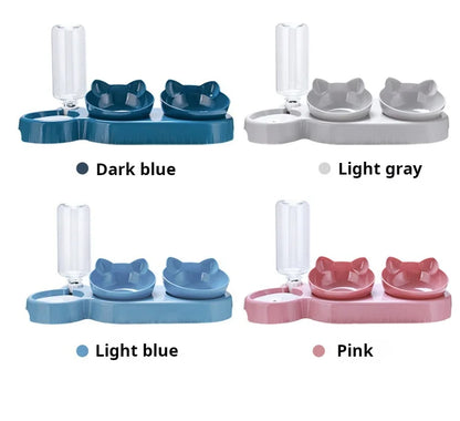 🐾 Tilted Cat Bowl Set with Gravity Water Feeder | 3-in-1 Pet Feeding Station 🐾