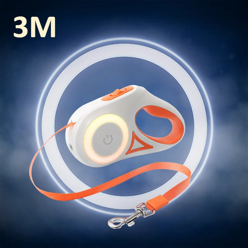 LED Dog Leash 🌈 Retractable & Rechargeable Light-Up Lead (3M/5M)