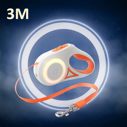 LED Dog Leash 🌈 Retractable & Rechargeable Light-Up Lead (3M/5M)