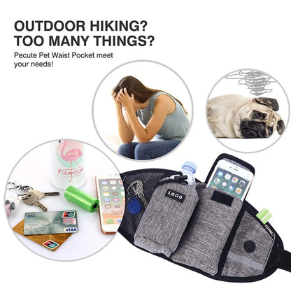 Hands-free dog training waist bag with leash, waterproof reflective nylon design
