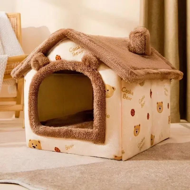 Foldable Dog House Warm Winter Pet Bed for Dogs & Cats