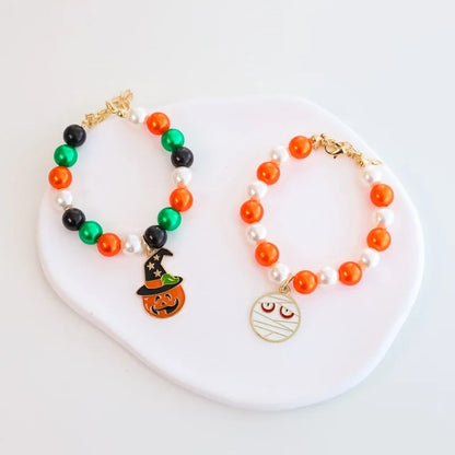 Halloween Pet Pearl Necklace 🎃✨ Fancy Beaded Jewelry for Cats & Small Dogs