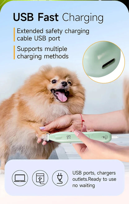 🔦 Pet Paw Trimmer 🐾 LED Grooming Clipper with 2 Speeds & Wide Blade