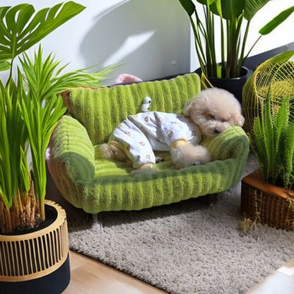 🛋️ Soft Sofa-Style Pet Bed 🐶 Warm & Stylish Winter Nest for Small Dogs & Cats