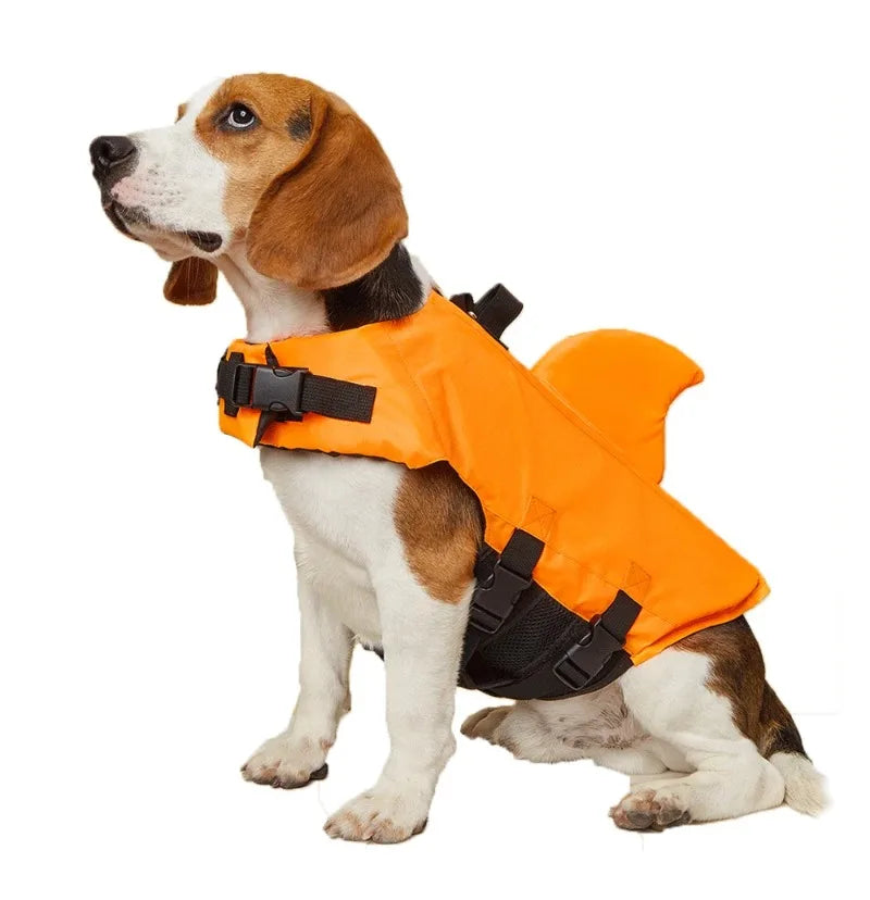 Shark Fin Dog Life Jacket 🦈 Buoyant Safety Vest for Swimming & Boating