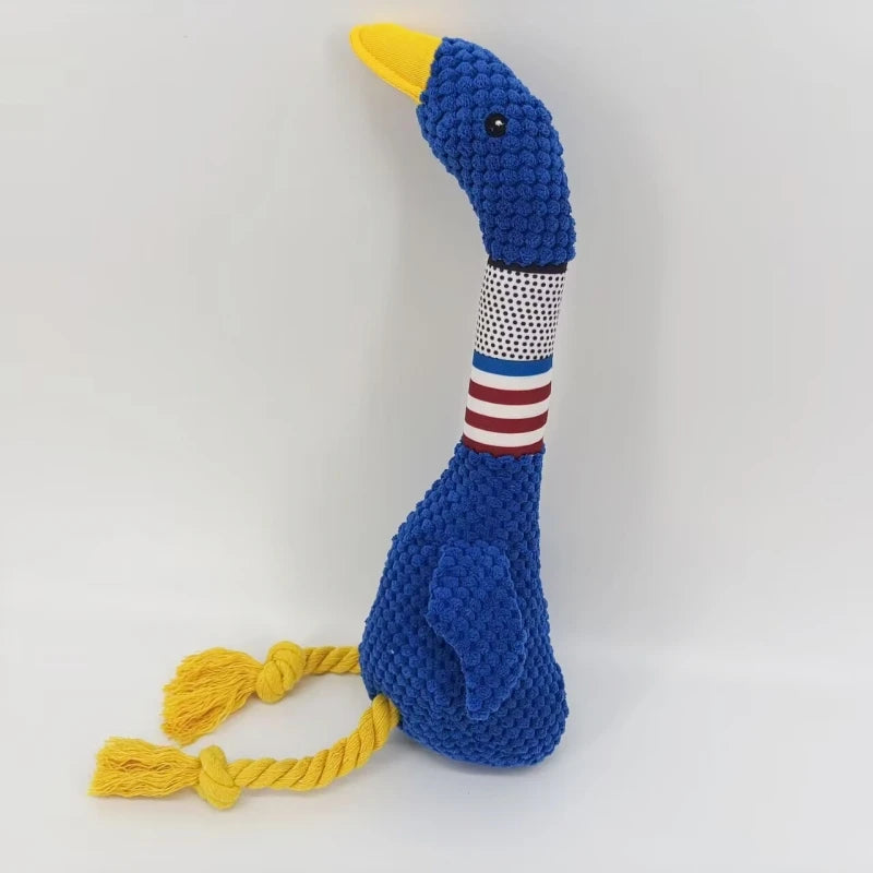 Interactive White Goose Dog Toy 🪿 – Long-Necked Plush Squeaky Chew Toy for Dogs