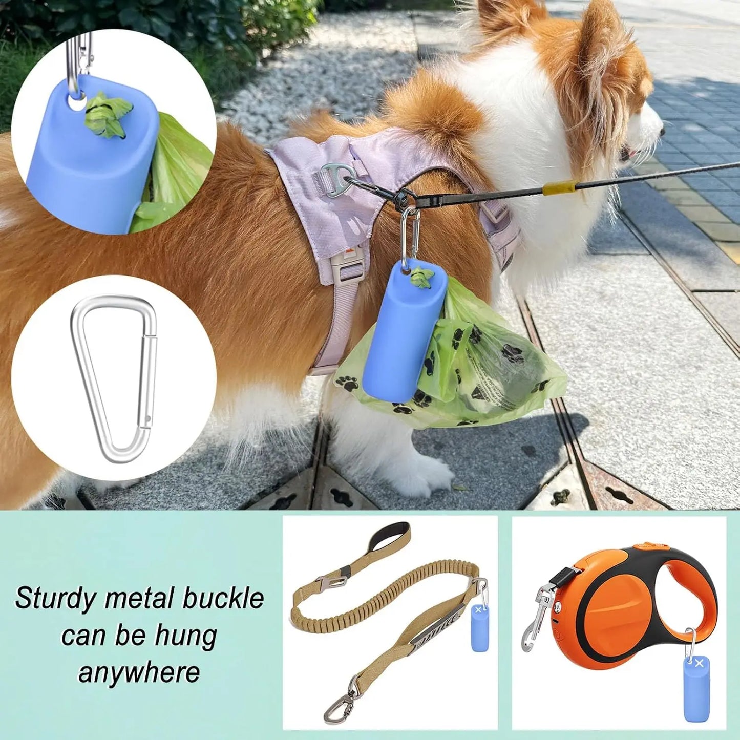 🐶 Silicone Dog Poop Bag Holder – Portable Waste Bag Dispenser Box 🧴