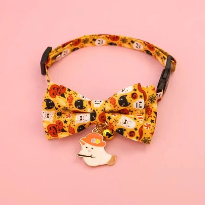 Halloween Pet Bow Tie Collar 🎃 Adjustable Cat & Dog Charm Collar 🐾