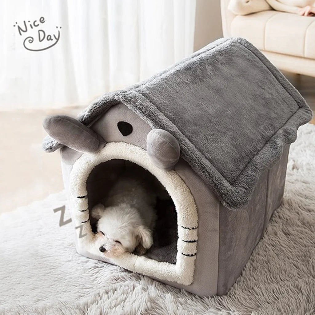 🏠 Cozy Foldable Pet House – Warm Winter Nest for Small Dogs & Cats