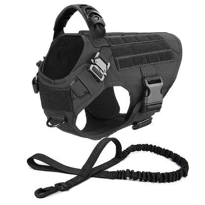 Tactical Dog Harness Set – Large Dog Vest + Leash + Collar