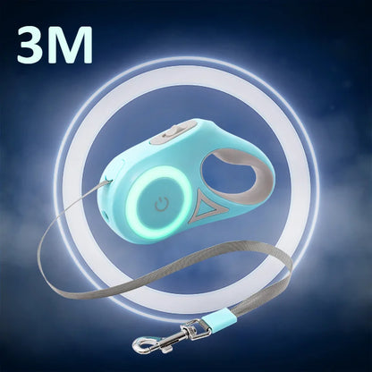 LED Dog Leash 🌈 Retractable & Rechargeable Light-Up Lead (3M/5M)