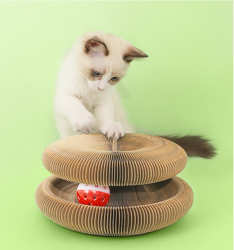 Foldable Cat Tunnel Toy 🐱✨ with Bell & Scratch Pad 🎯