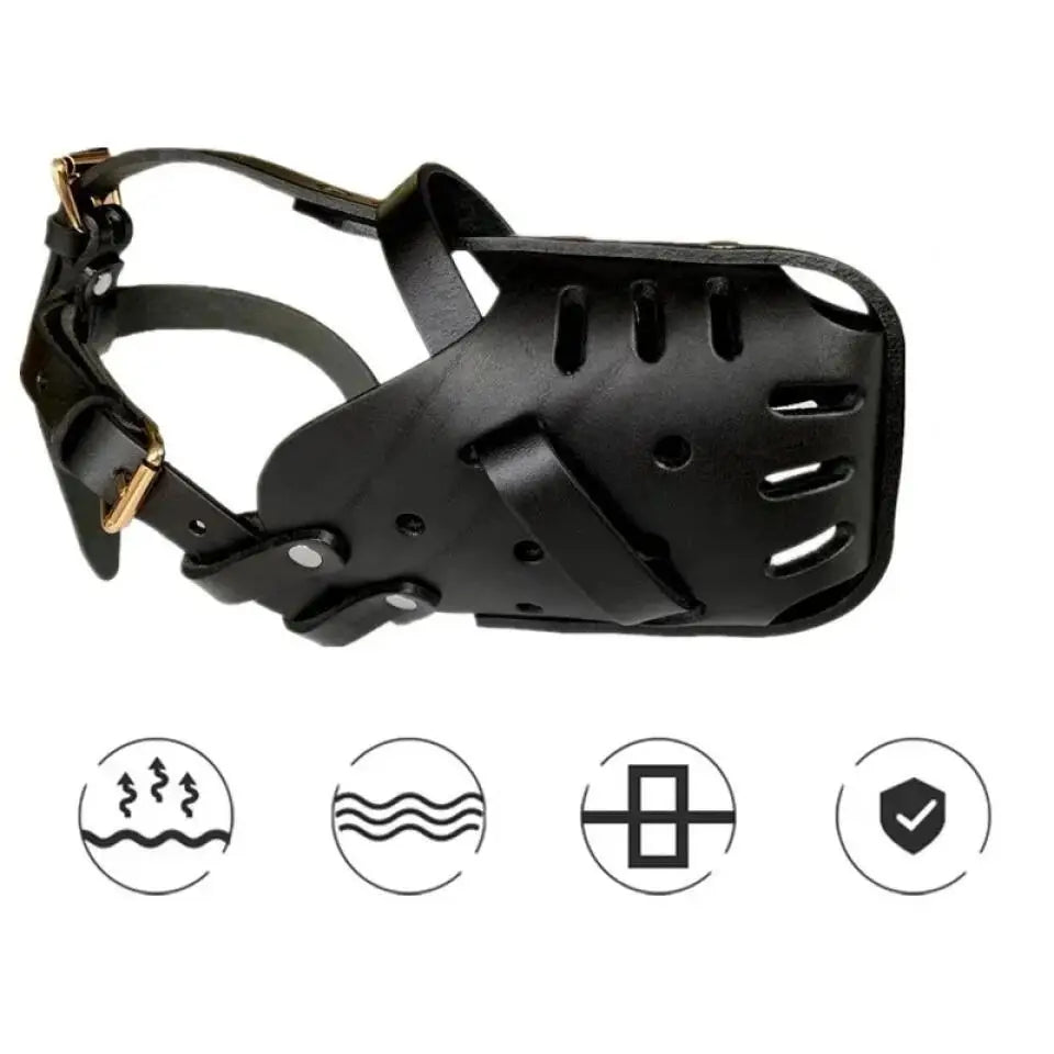 🦴 Leather Dog Muzzle 👨‍✈️Anti-Bite Training Cage for German Shepherd & Large Dogs