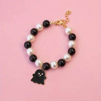 Halloween Pet Pearl Necklace 🎃✨ Fancy Beaded Jewelry for Cats & Small Dogs