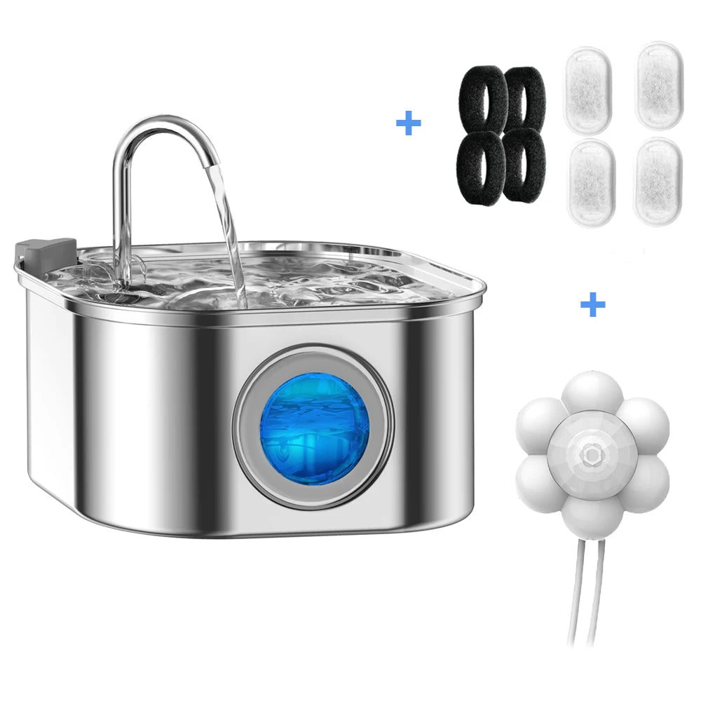 Stainless Steel Pet Water Fountain 3.2L Dispenser Bowl
